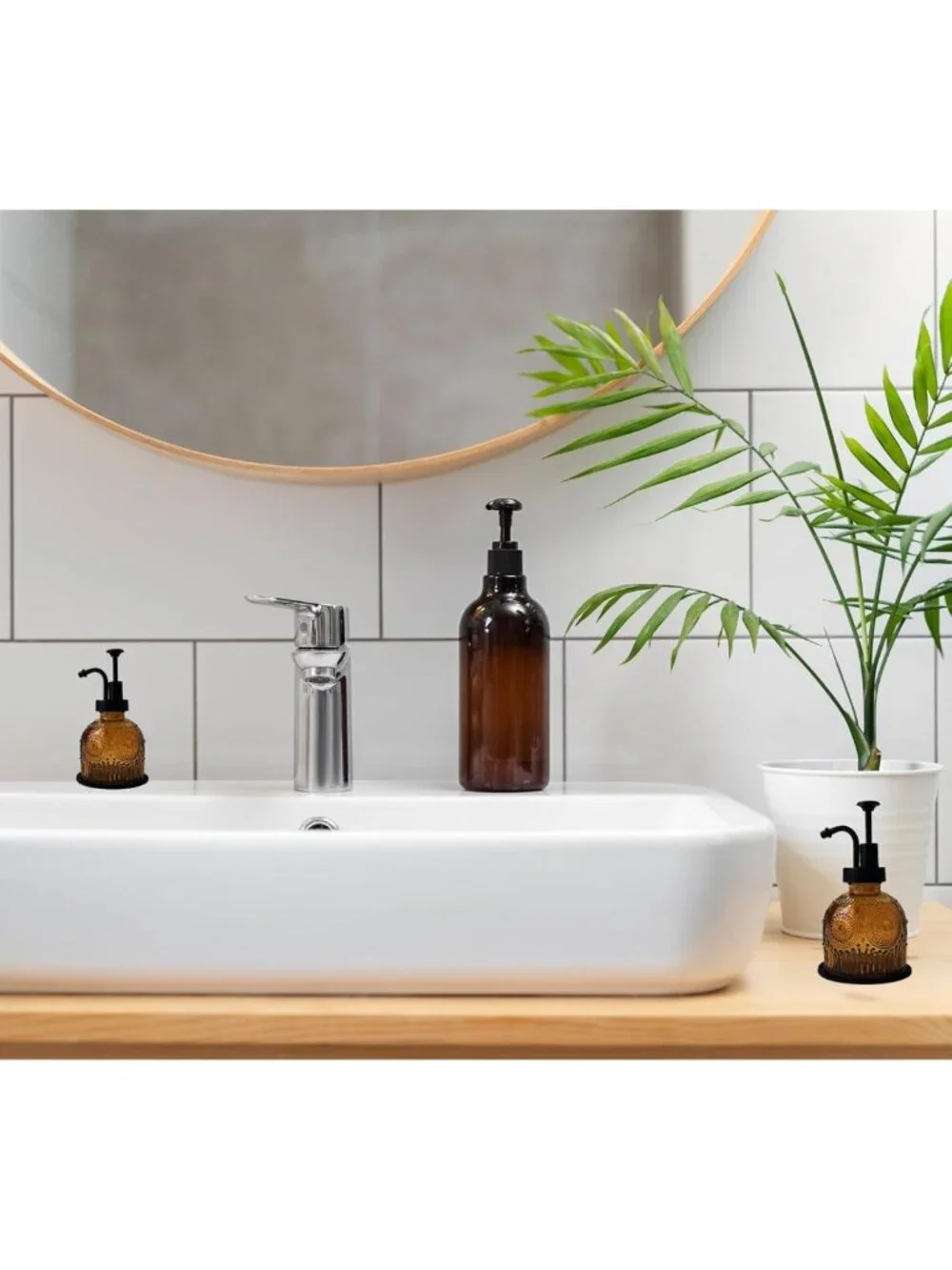 Vintage Glass Soap Dispenser for Bathroom & Kitchen, Rustic Farmhouse Decor